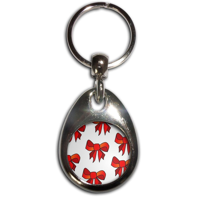 Bow Pattern - Tear Drop Metal Key Ring