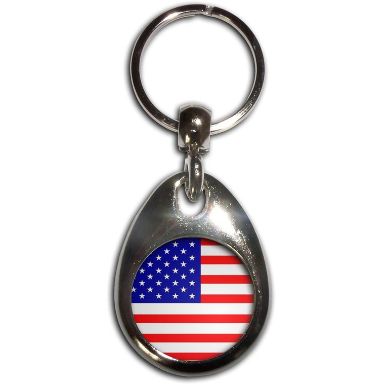 USA Flag - Tear Drop Metal Key Ring