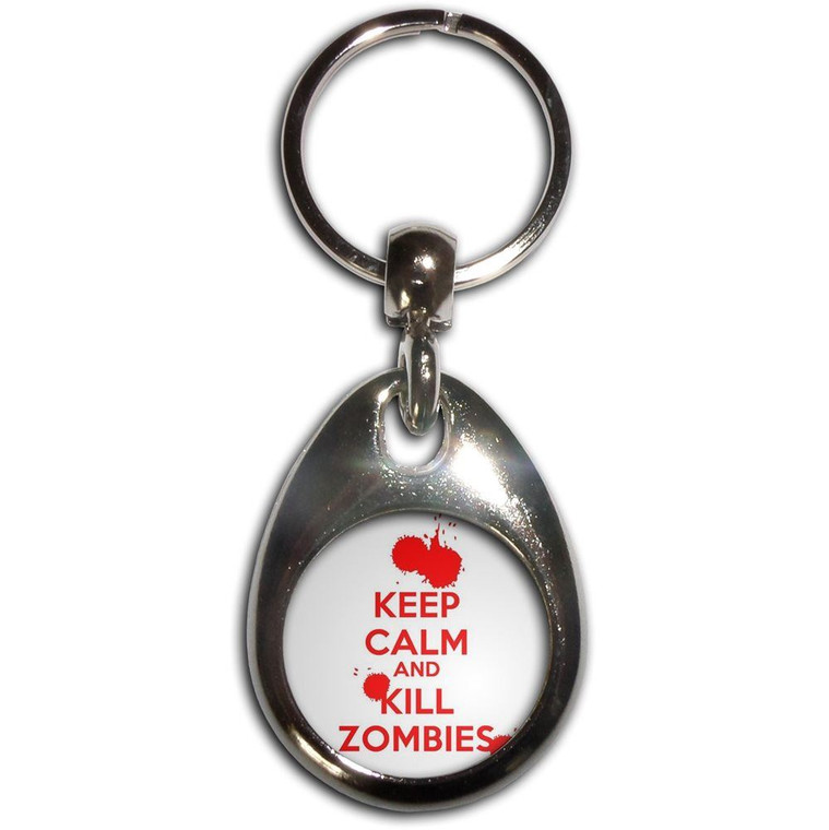 Keep Calm and Kill Zombies - Tear Drop Metal Key Ring