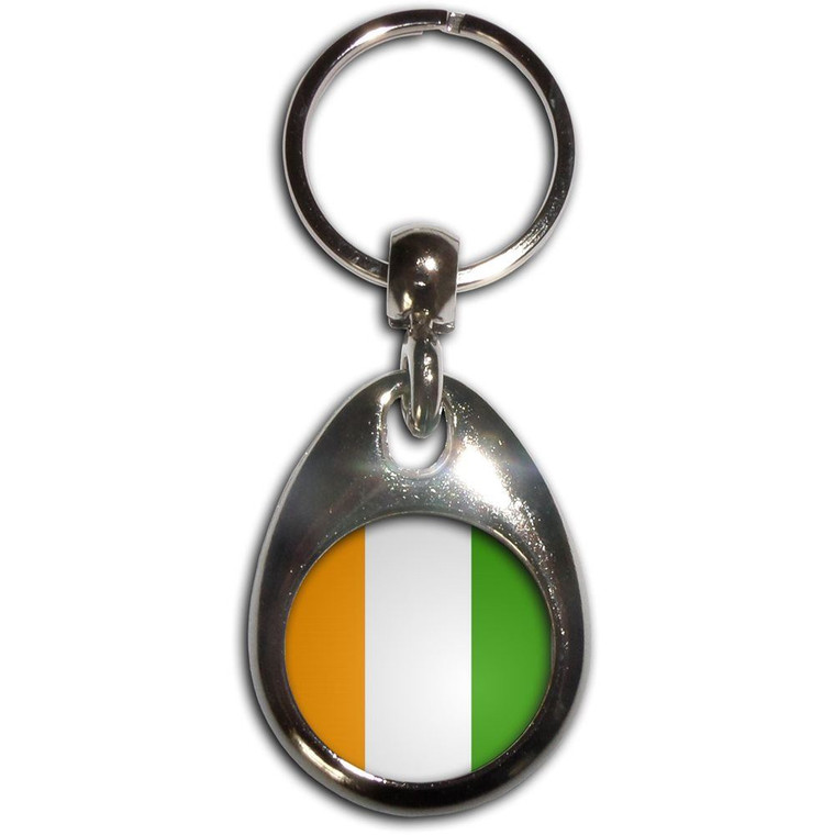Ivory Coast Flag - Tear Drop Metal Key Ring