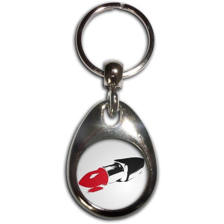 Lipstick - Tear Drop Metal Key Ring