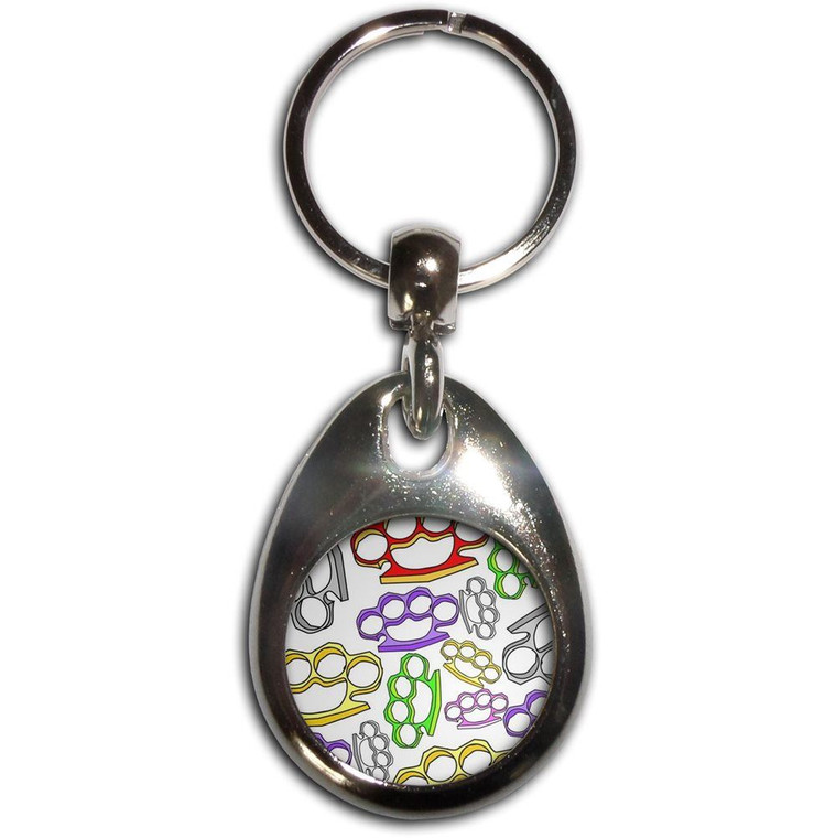 Knuckle Duster Pattern - Tear Drop Metal Key Ring
