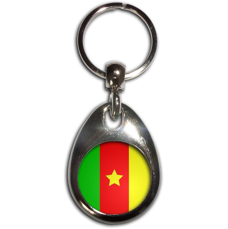 Cameroon Flag - Tear Drop Metal Key Ring