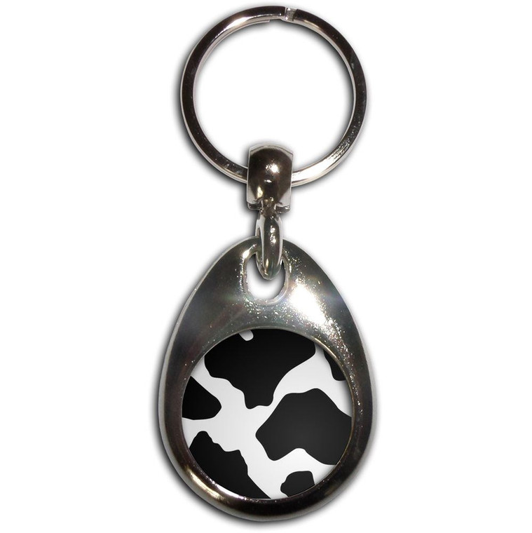 Cow Pattern - Tear Drop Metal Key Ring