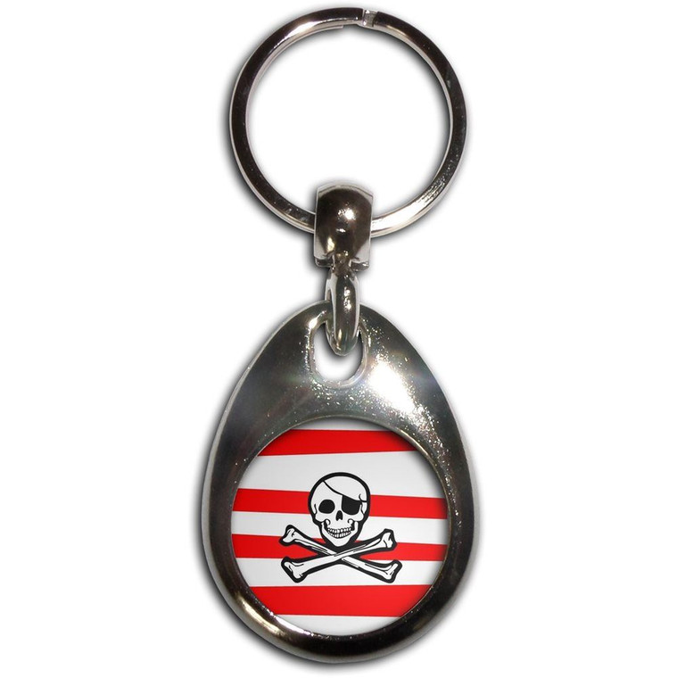 Jolly Roger Stripey - Tear Drop Metal Key Ring