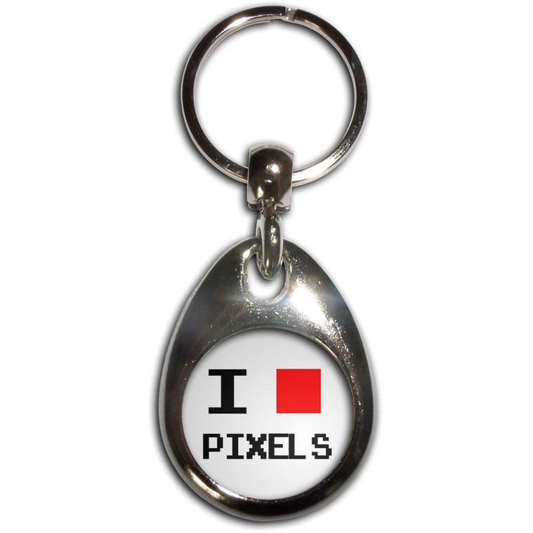 Pixel Love - Tear Drop Metal Key Ring