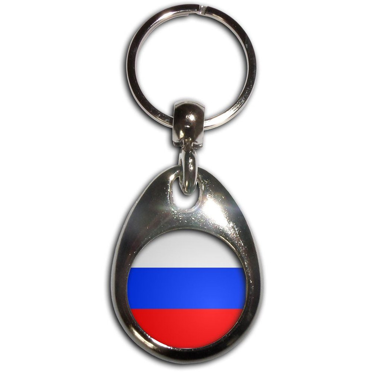 Russia Flag - Tear Drop Metal Key Ring