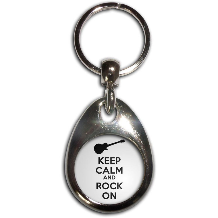 Keep Calm and Rock On - Tear Drop Metal Key Ring