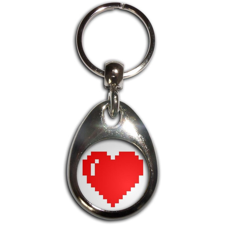 Pixel Heart - Tear Drop Metal Key Ring