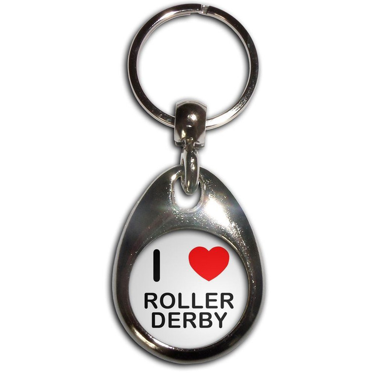 I Love Roller Derby - Tear Drop Metal Key Ring