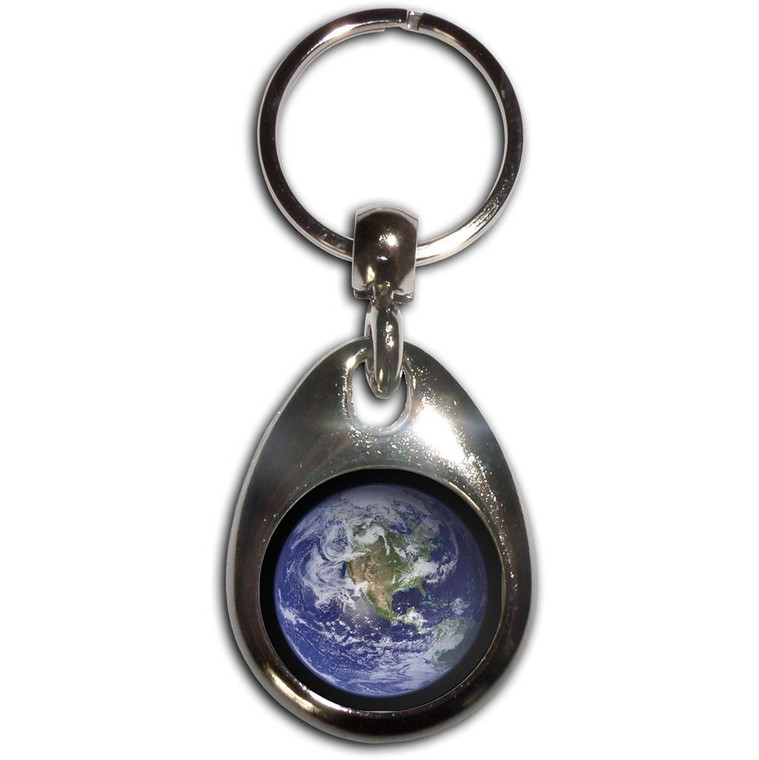 Earth - Tear Drop Metal Key Ring