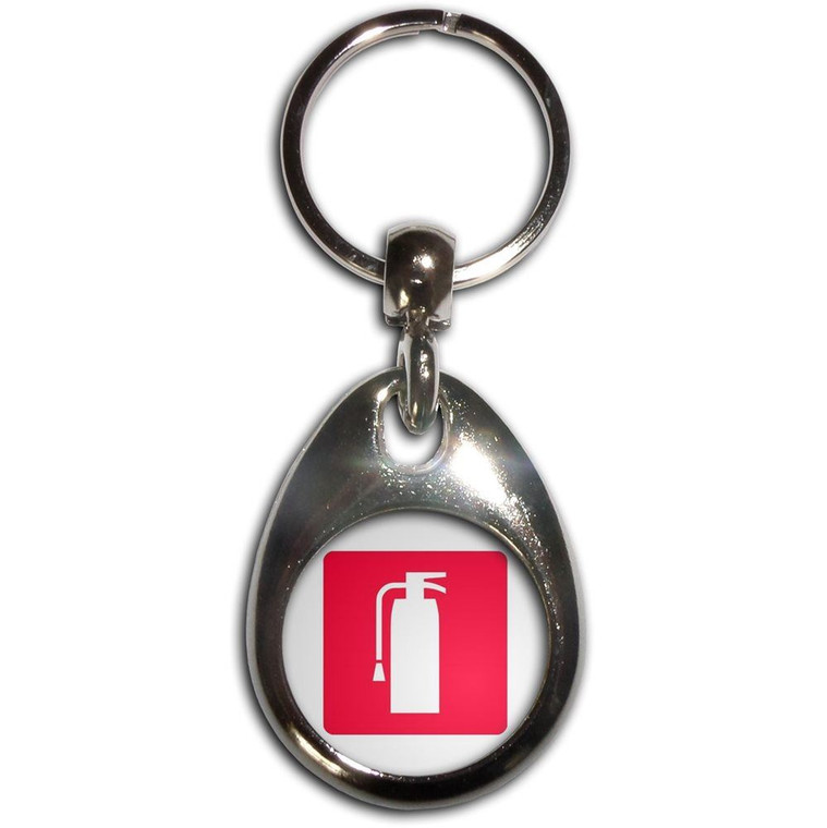 Fire Extinguisher - Tear Drop Metal Key Ring