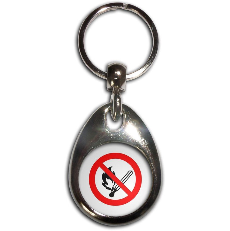 No Naked Flames - Tear Drop Metal Key Ring