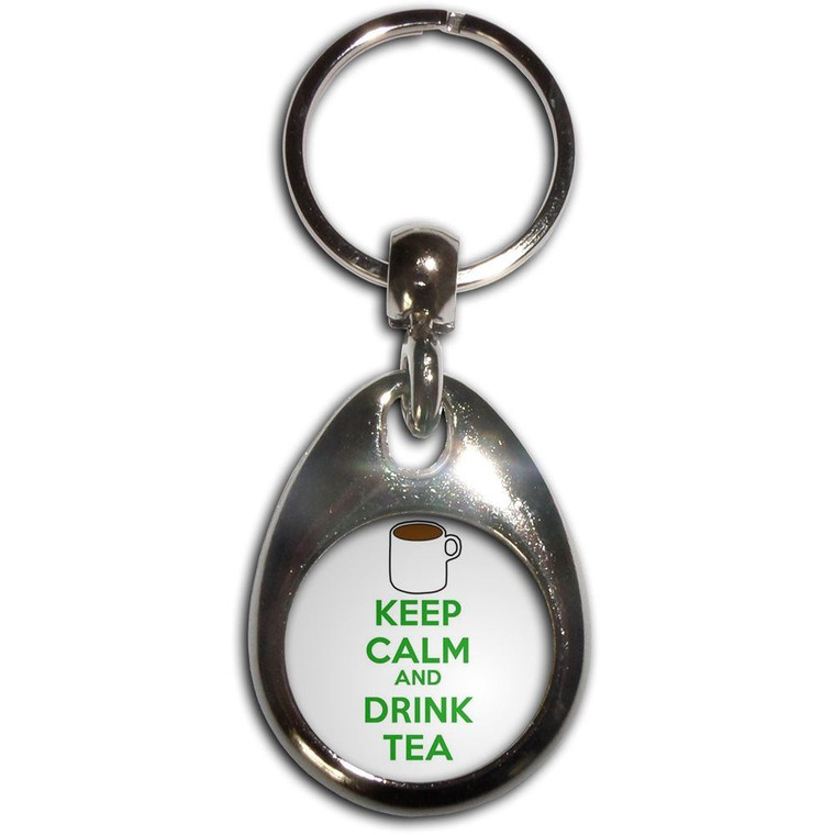 Keep Calm and Drink Tea - Tear Drop Metal Key Ring