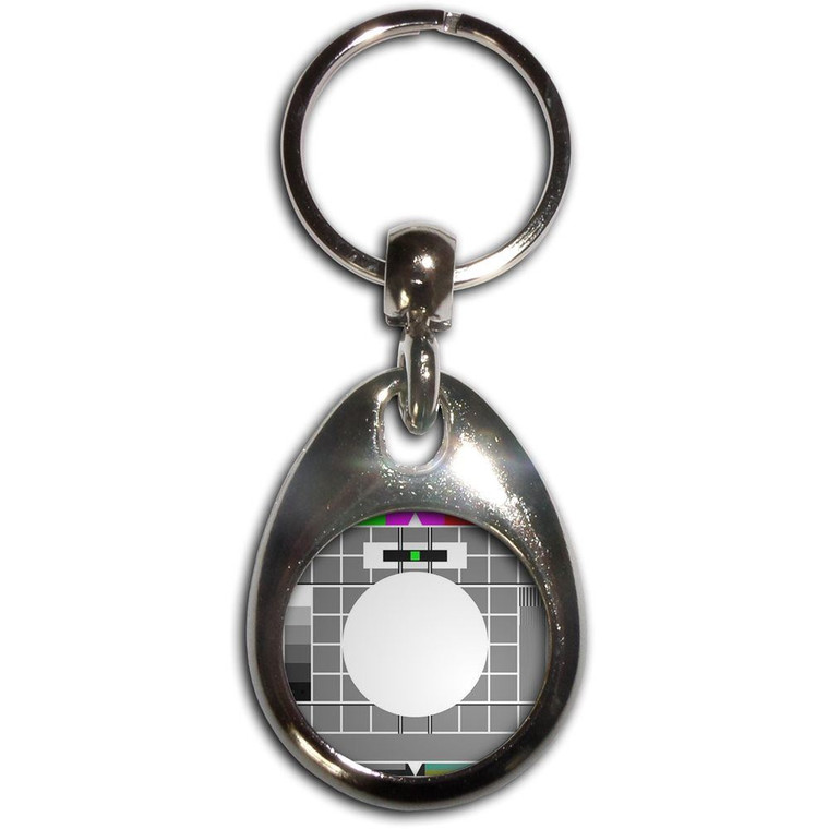 TV Test Card - Tear Drop Metal Key Ring