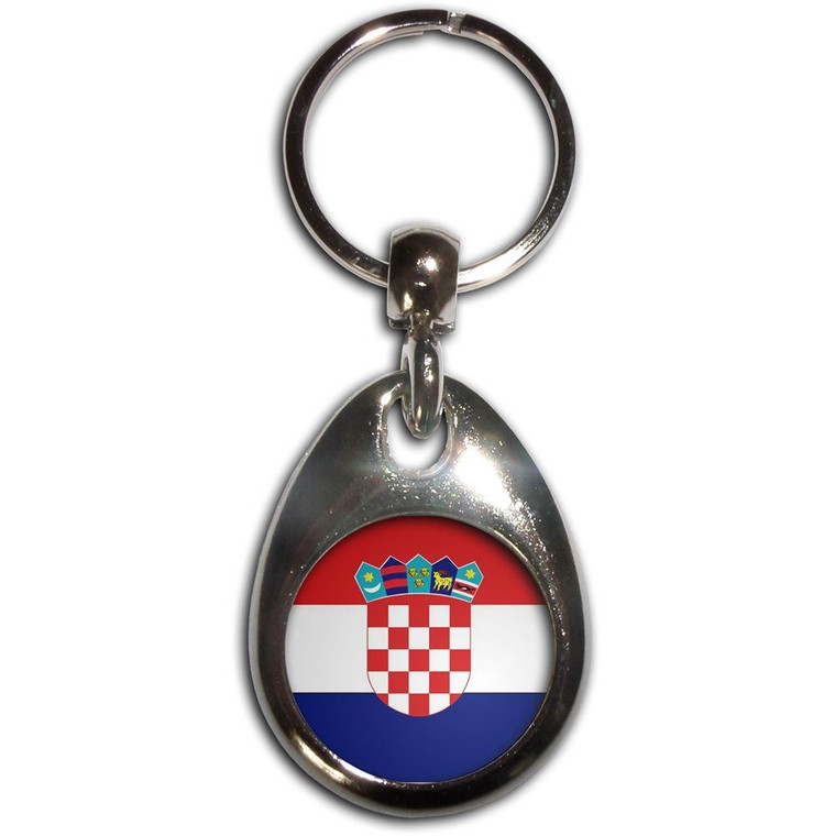 Croatia Flag - Tear Drop Metal Key Ring