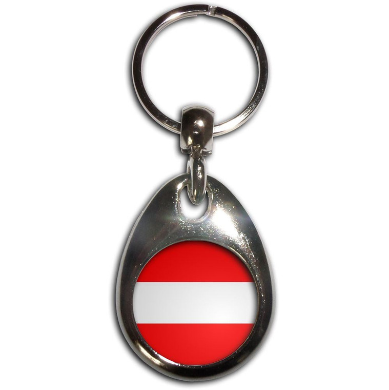 Austria Flag - Tear Drop Metal Key Ring