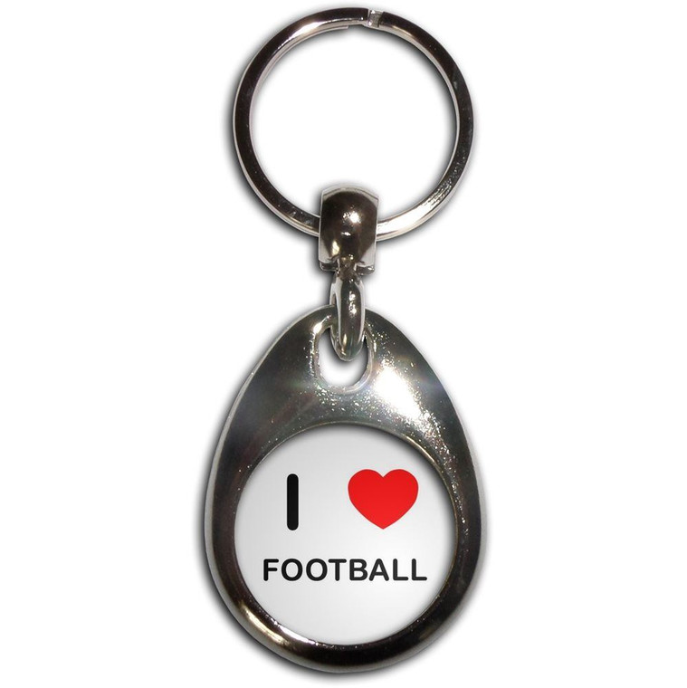 I Love Heart Football - Tear Drop Metal Key Ring