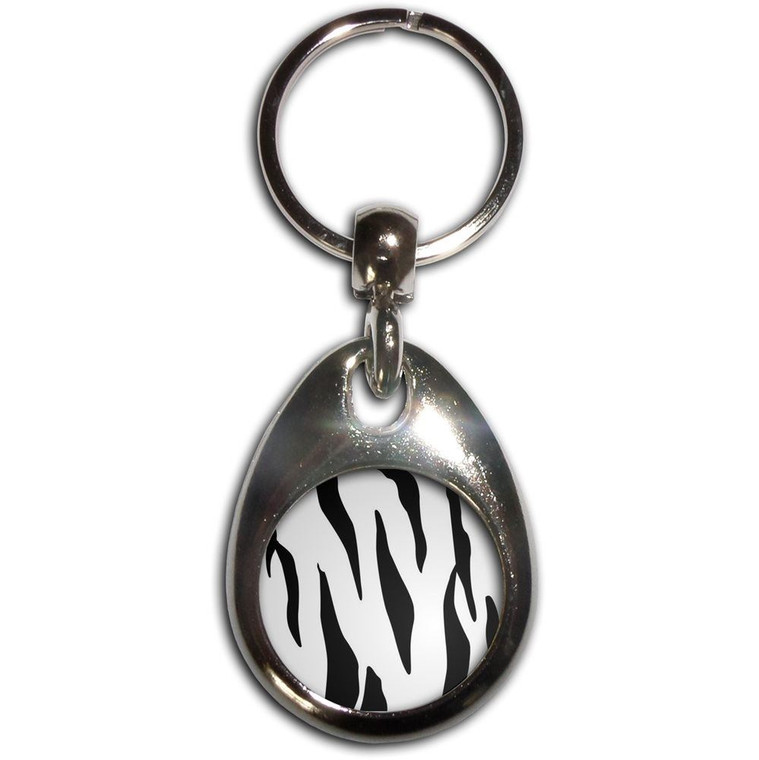 Zebra Print - Tear Drop Metal Key Ring