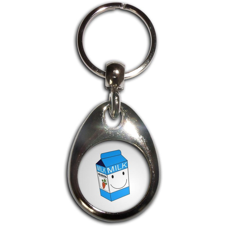 Milk Carton - Tear Drop Metal Key Ring