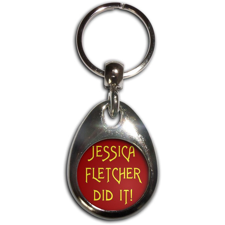 Jessica Fletcher Did It - Tear Drop Metal Key Ring