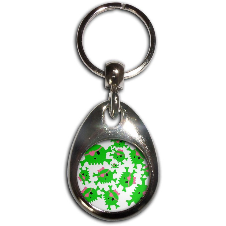 Skull Bow Pattern 2 - Tear Drop Metal Key Ring