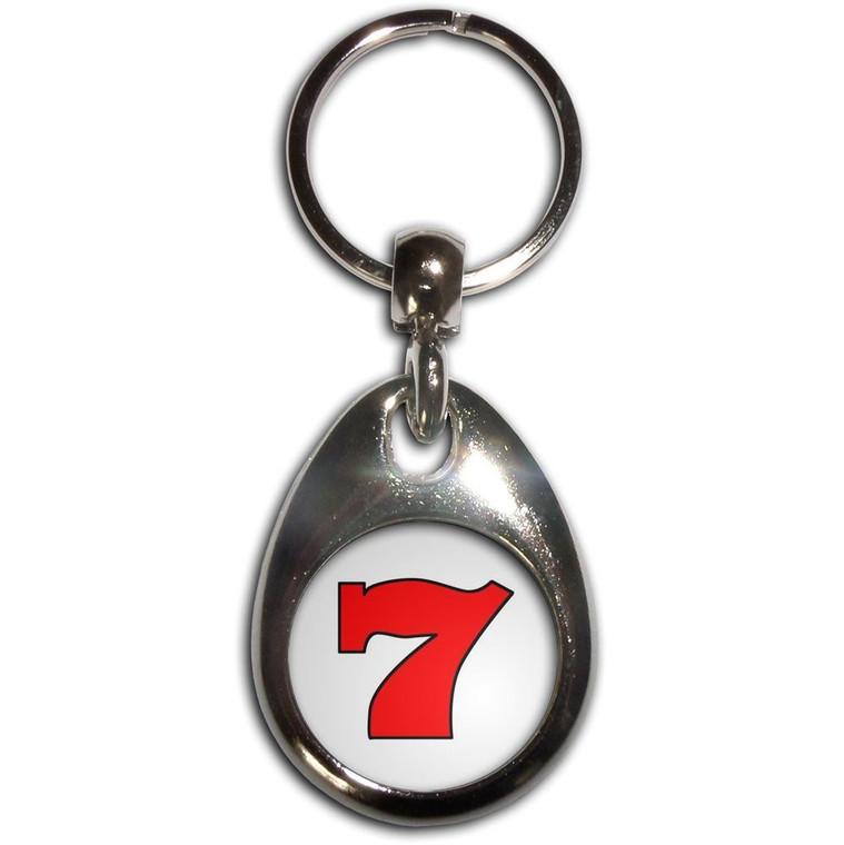 Fruit Machine Lucky Seven - Tear Drop Metal Key Ring