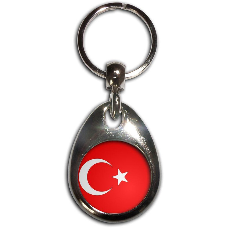 Turkey Flag - Tear Drop Metal Key Ring