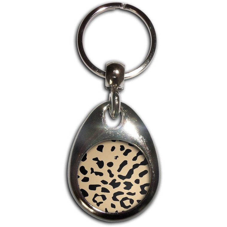 Leopard Print - Tear Drop Metal Key Ring