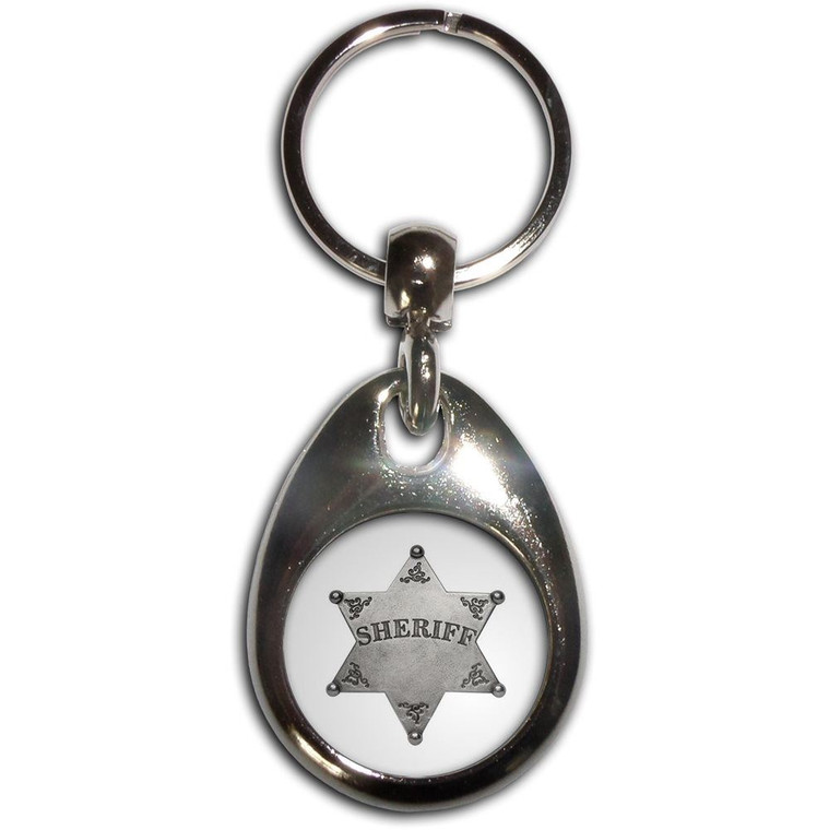 Sheriff Badge - Tear Drop Metal Key Ring