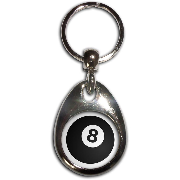 8 Ball - Tear Drop Metal Key Ring