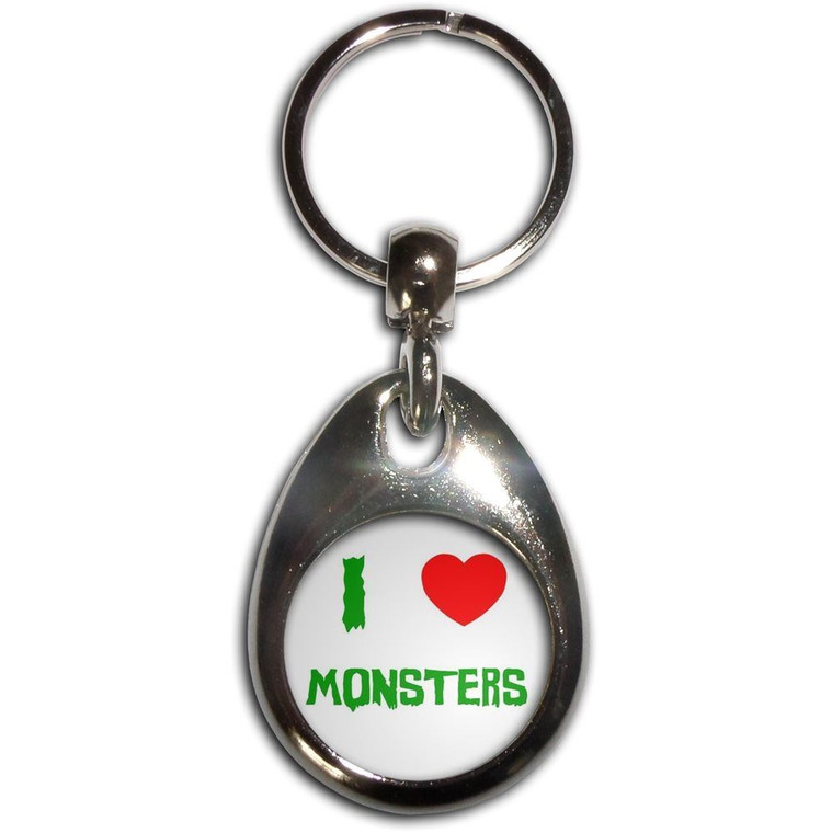 I Love Monsters - Tear Drop Metal Key Ring