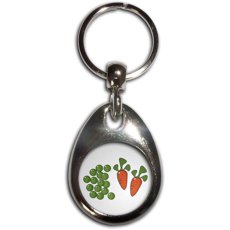 Peas and Carrots - Tear Drop Metal Key Ring