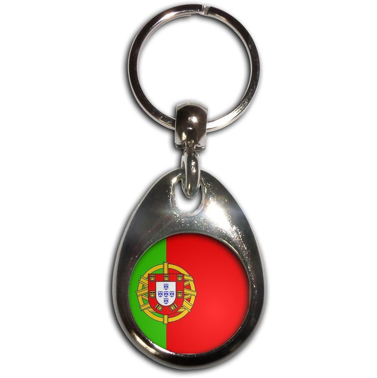 Portugal Flag - Tear Drop Metal Key Ring