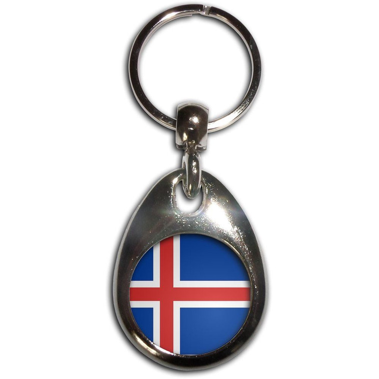 Iceland Flag - Tear Drop Metal Key Ring