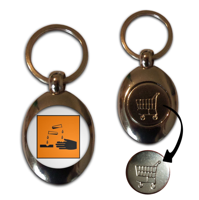 Corrosive - Silver £1/€1 Shopping Key Ring