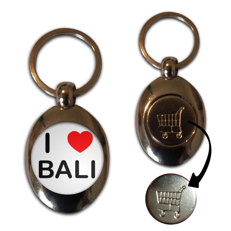 I Love Bali - Silver £1/€1 Shopping Key Ring