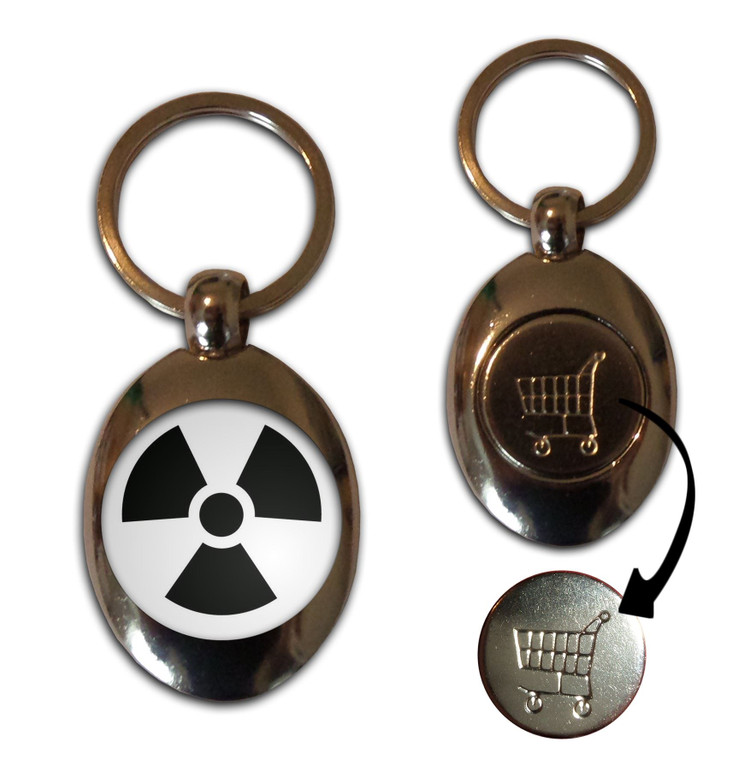 Black Nuclear Symbol - Silver £1/€1 Shopping Key Ring