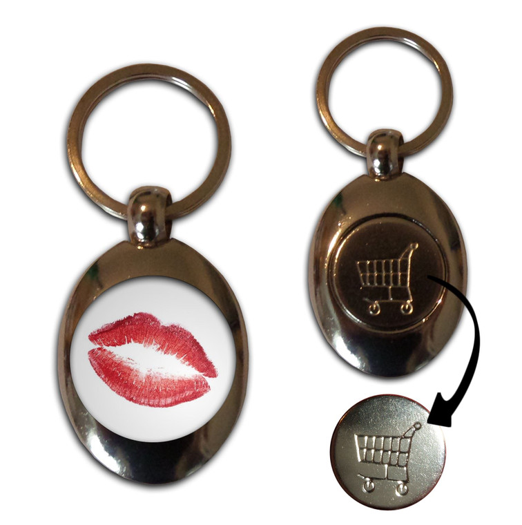Lips - Silver £1/€1 Shopping Key Ring