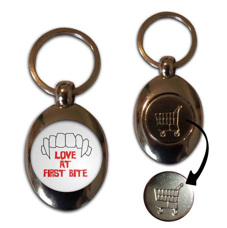Love At First Bite - Silver £1/€1 Shopping Key Ring