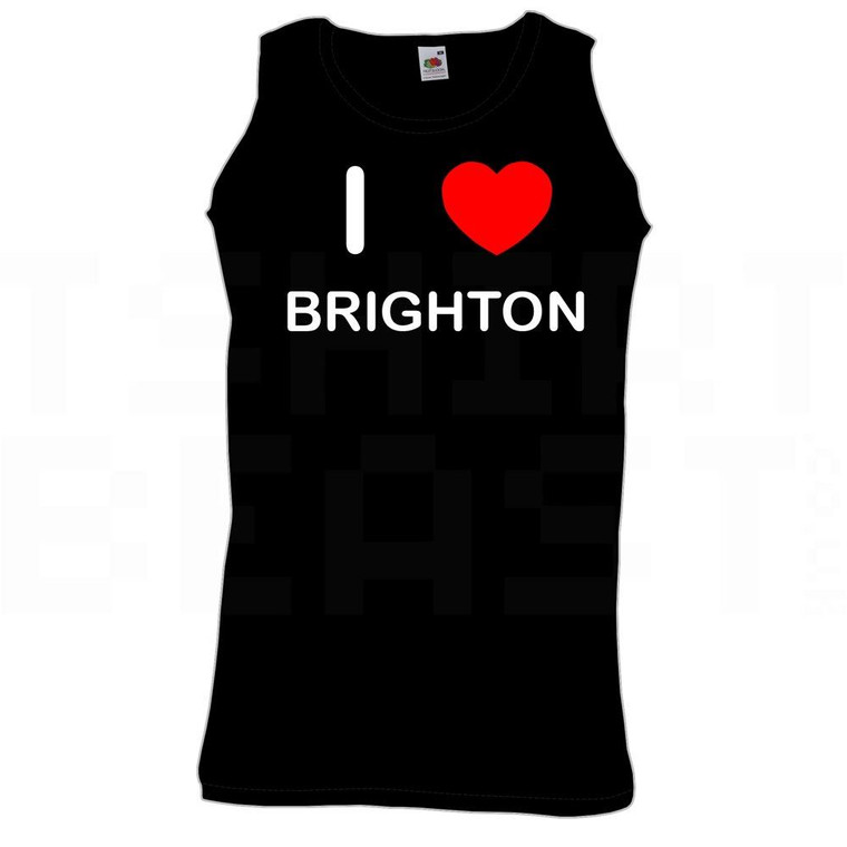 I Love Heart Brighton - Quality Printed Cotton Gym Vest
