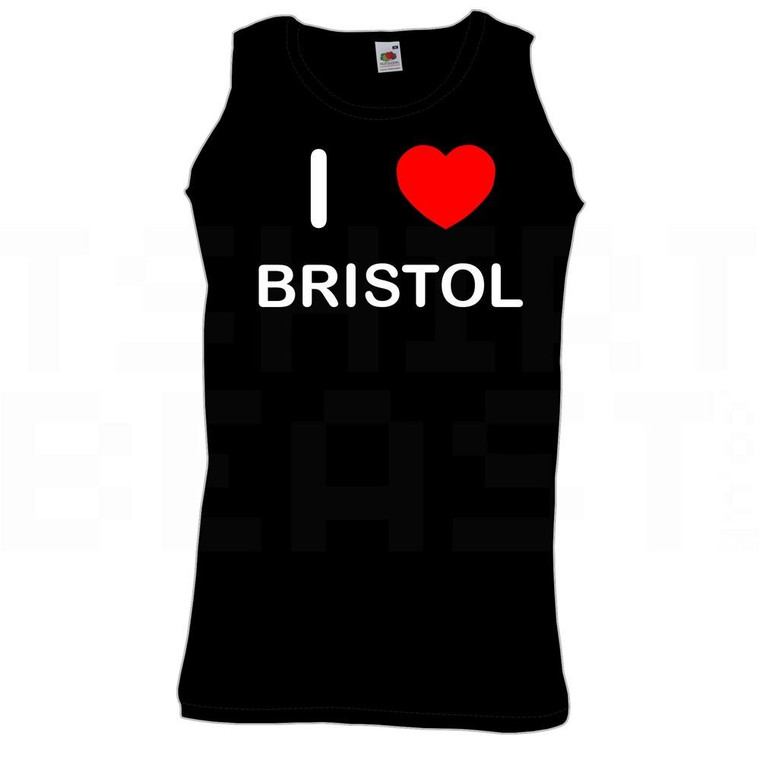 I Love Heart Bristol - Quality Printed Cotton Gym Vest