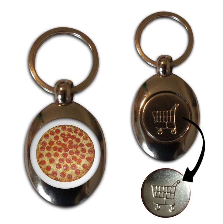 Pepperoni Pizza - Silver £1/€1 Shopping Key Ring