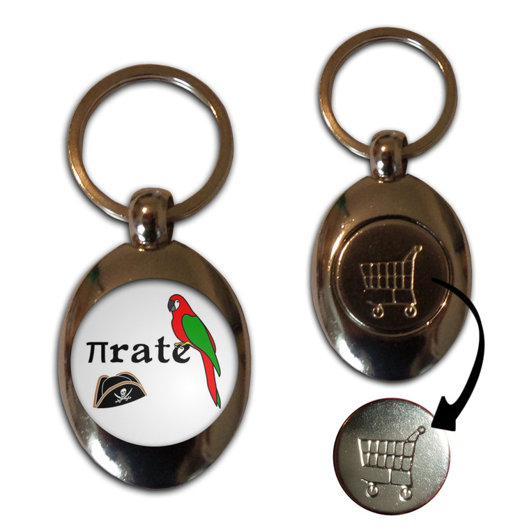 Pi Rate - Silver £1/€1 Shopping Key Ring