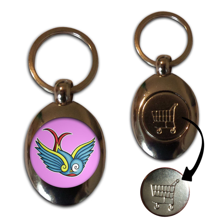 Swallow - Silver £1/€1 Shopping Key Ring