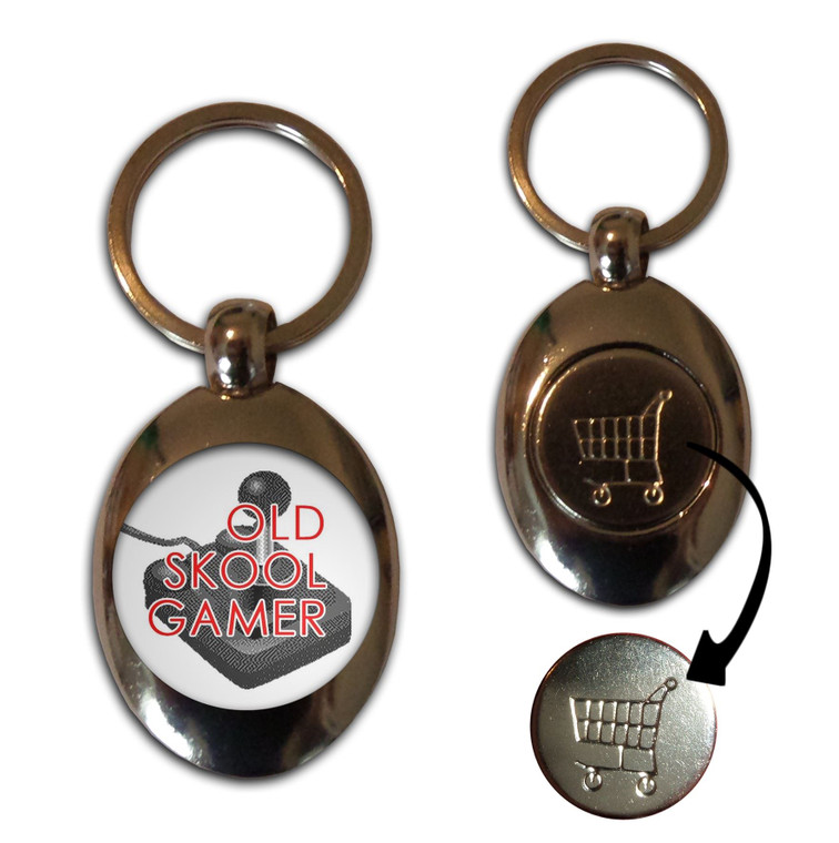 Old Skool Gamer - Silver £1/€1 Shopping Key Ring
