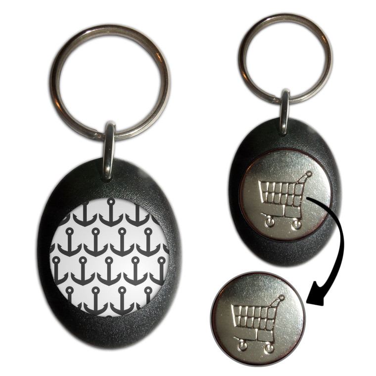 Anchor Black Pattern - Shopping Trolley Key Ring