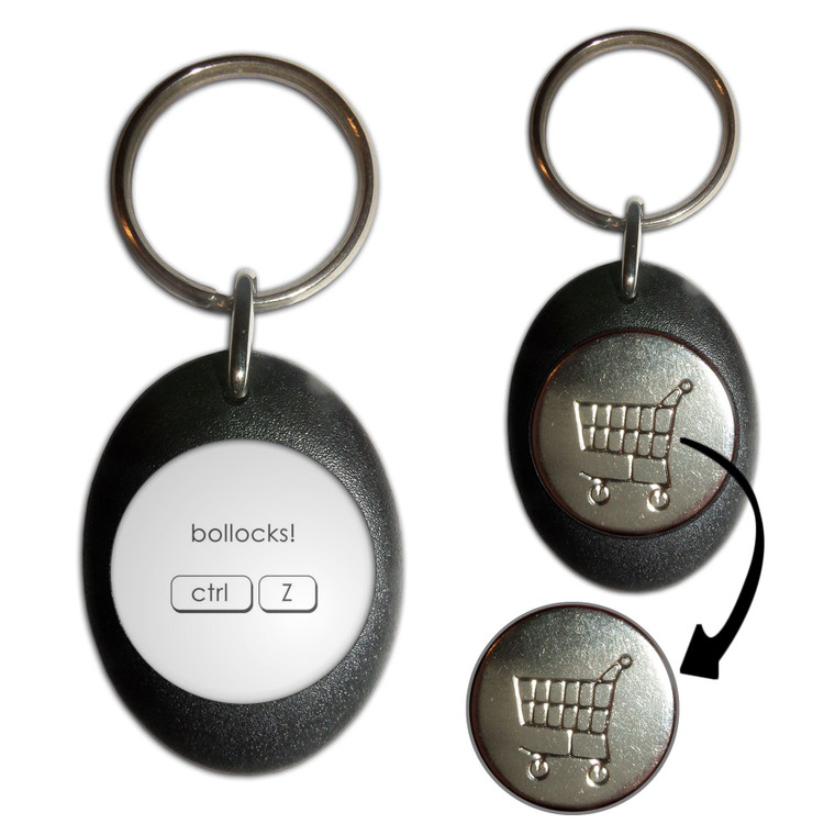 Ctrl Z - Bollocks - Shopping Trolley Key Ring
