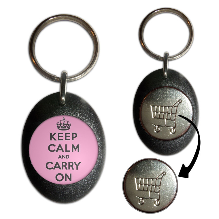 Pink Keep Calm and Carry On - Shopping Trolley Key Ring