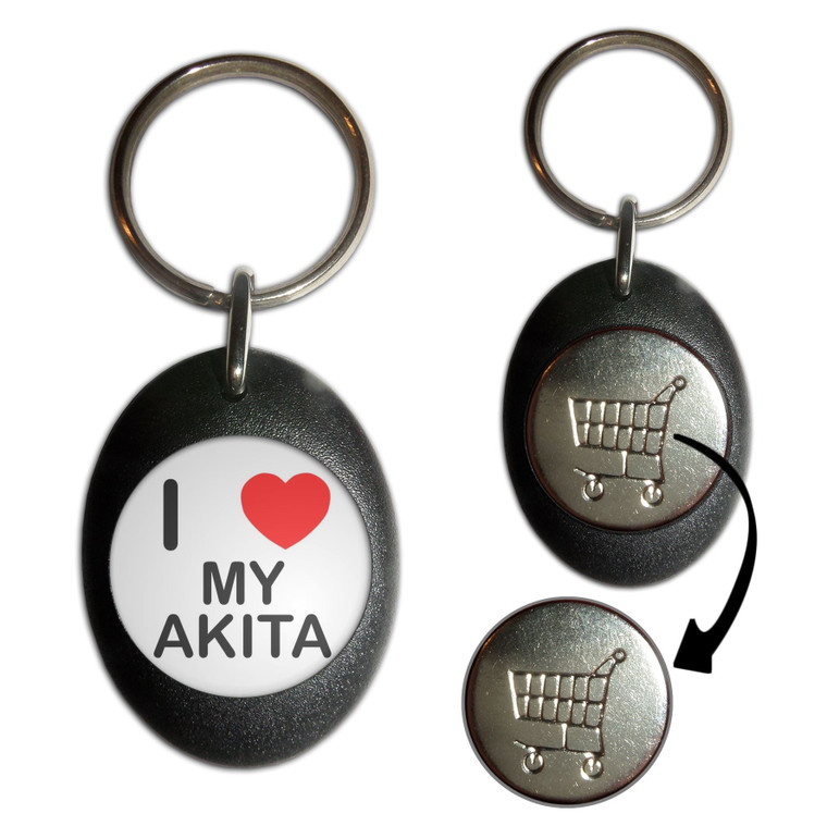 I Love My Akita - Shopping Trolley Key Ring